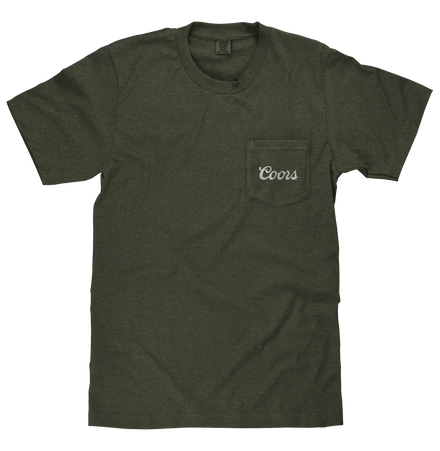 Tee Luv Coors Rodeo Cowboy Pocket T-Shirt, Moss Green