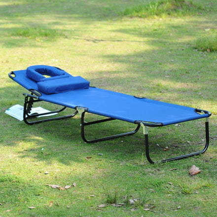 Outsunny Transat de jardin/plage portable et réglable avec