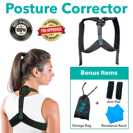 Correcteur de posture réglable pour hommes et femmes – Noir
