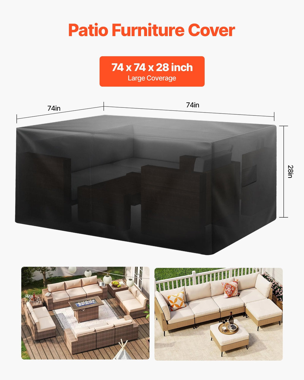 Waterproof Patio Furniture Cover, 420D Outdoor Table Set