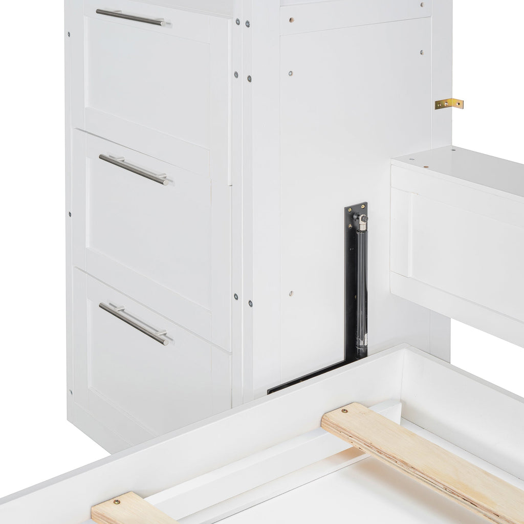 Murphy Wall Bed, Queen Size, MDF and LVL with Drawers, Shelves, and