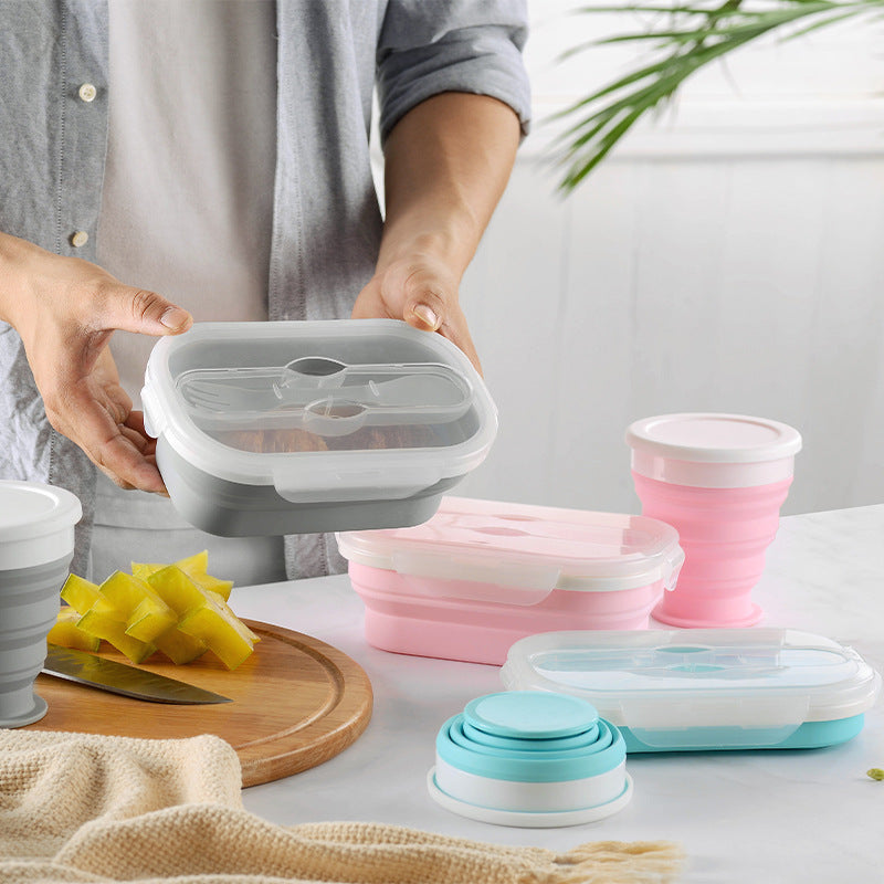 Foldable Silicone Lunch Box and Cup Set