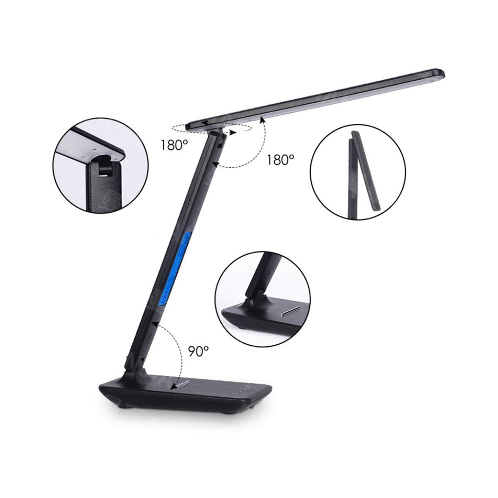 3-in-1 Desk Lamp with Wireless Charger, Clock and Thermostat
