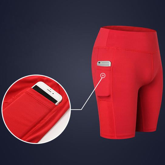 Stretch Yoga Shorts with Phone Pocket
