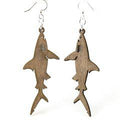 Wood Shark Dangle Earrings