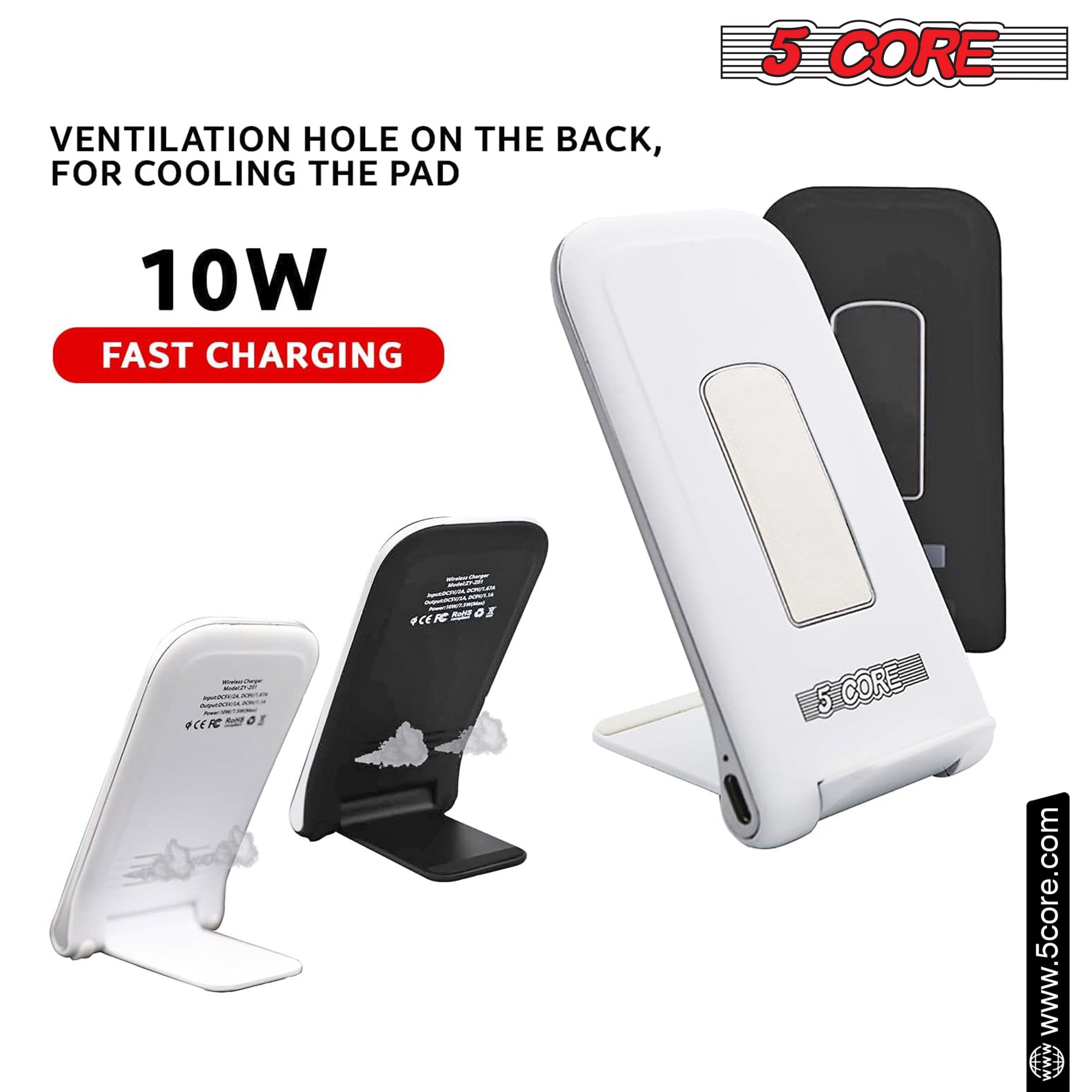 5 Core 10W Fast Wireless Charging Pad, Glass Top