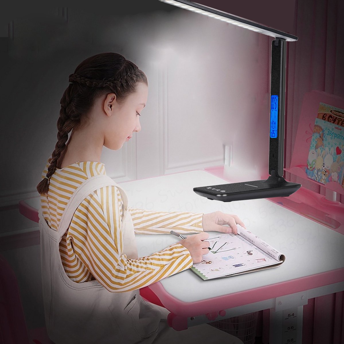 3-in-1 Desk Lamp with Wireless Charger, Clock and Thermostat