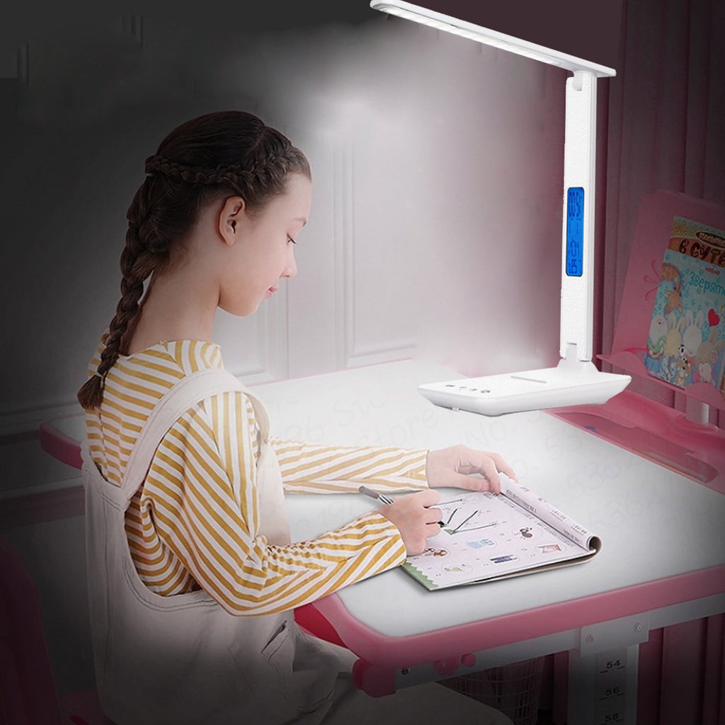 3-in-1 Desk Lamp with Wireless Charger, Clock and Thermostat