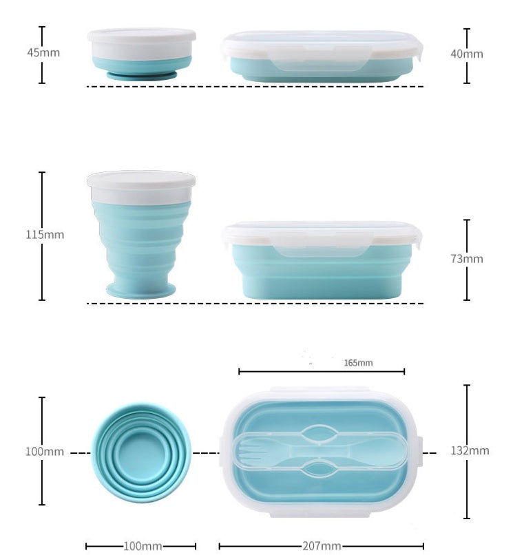 Foldable Silicone Lunch Box and Cup Set