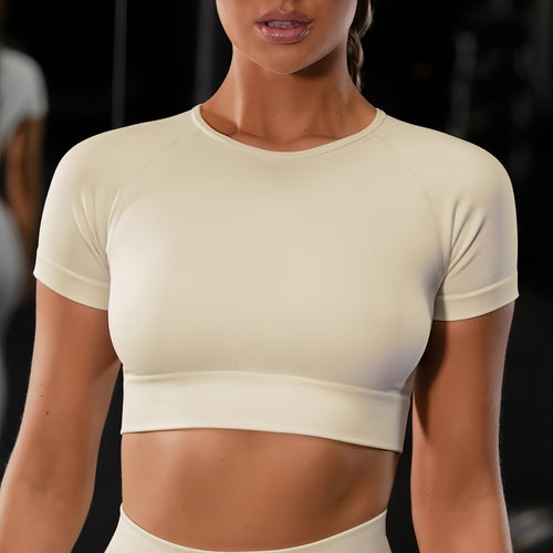 Seamless Yoga Set with Short-Sleeve Top