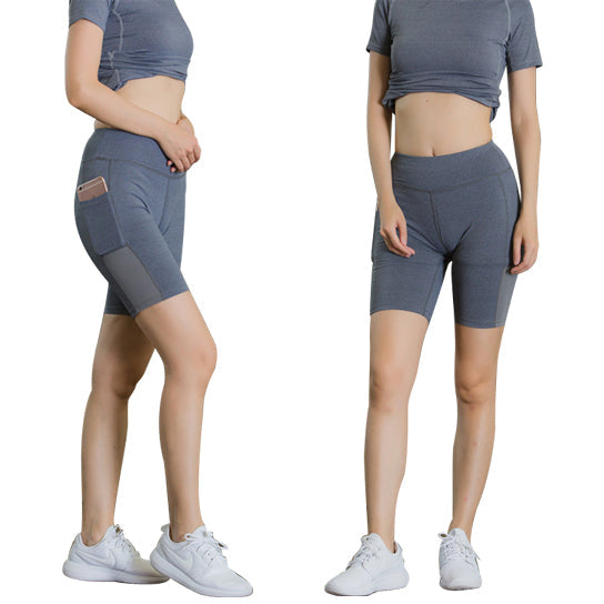 Stretch Yoga Shorts with Phone Pocket