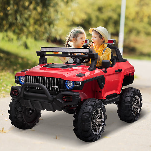 Aosom kids 12V two-seater ride-on police truck with remote