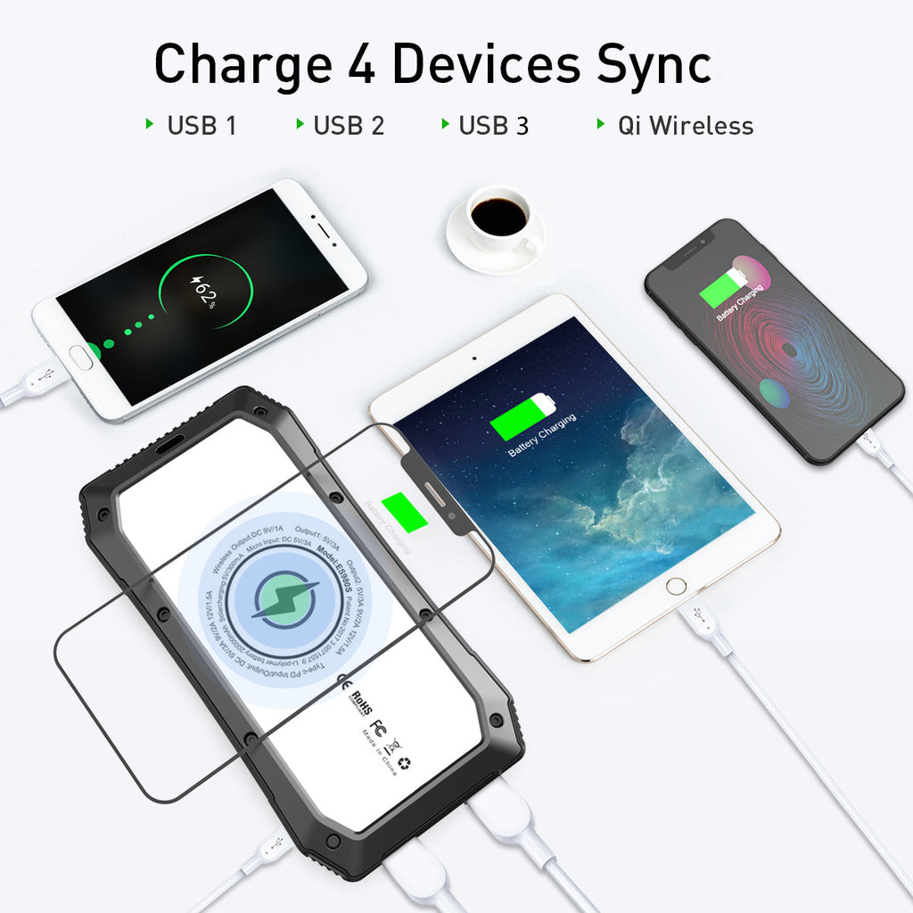 Sun Chaser Solar Wireless Charging Power Bank, 10,000 mAh
