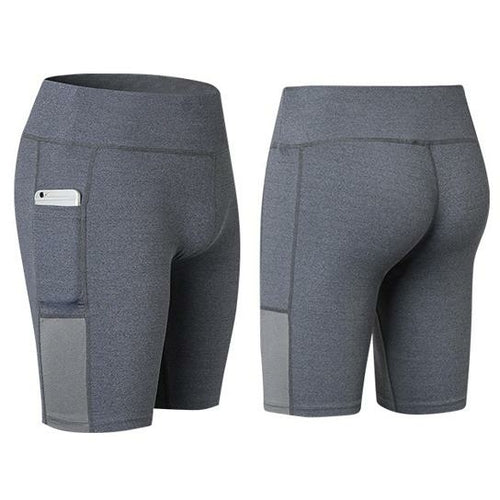 Short de yoga extensible avec poche pour téléphone