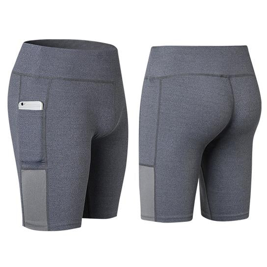 Stretch Yoga Shorts with Phone Pocket