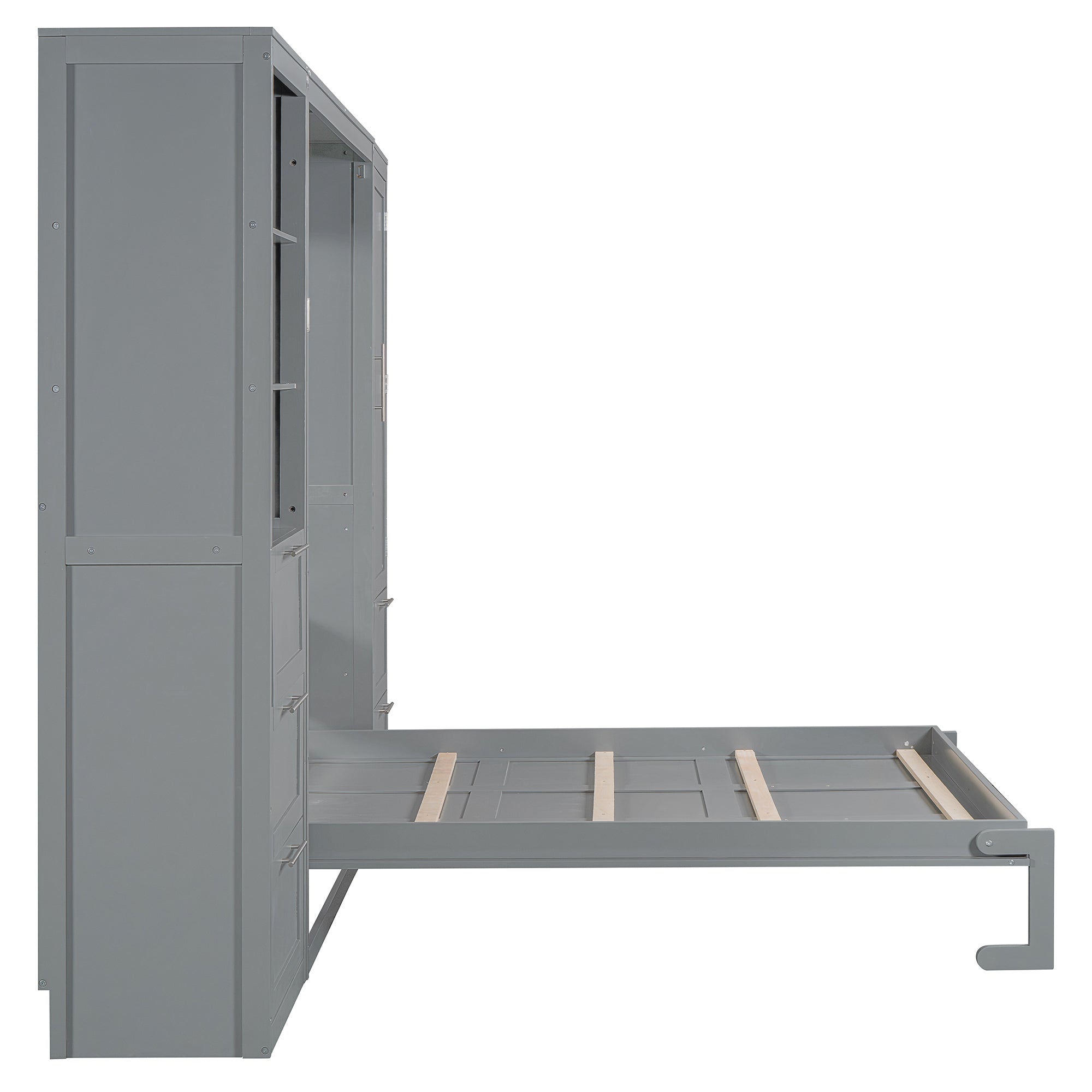 Murphy Wall Bed, Queen Size, MDF and LVL with Drawers, Shelves, and