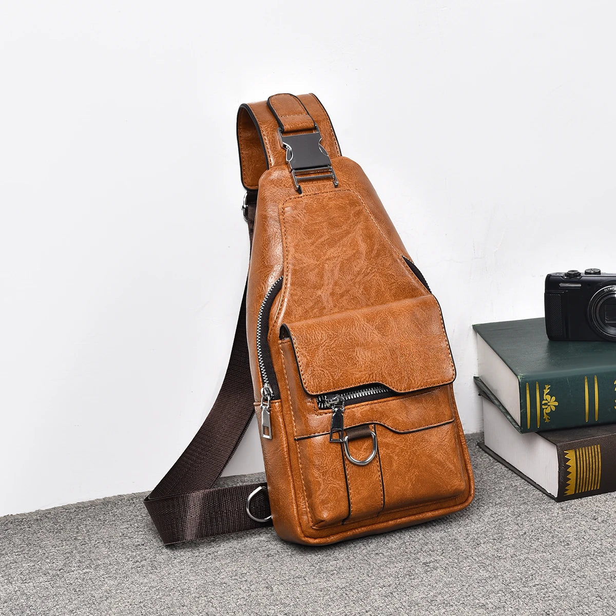 Men's Crossbody Sling Bag, Retro Travel