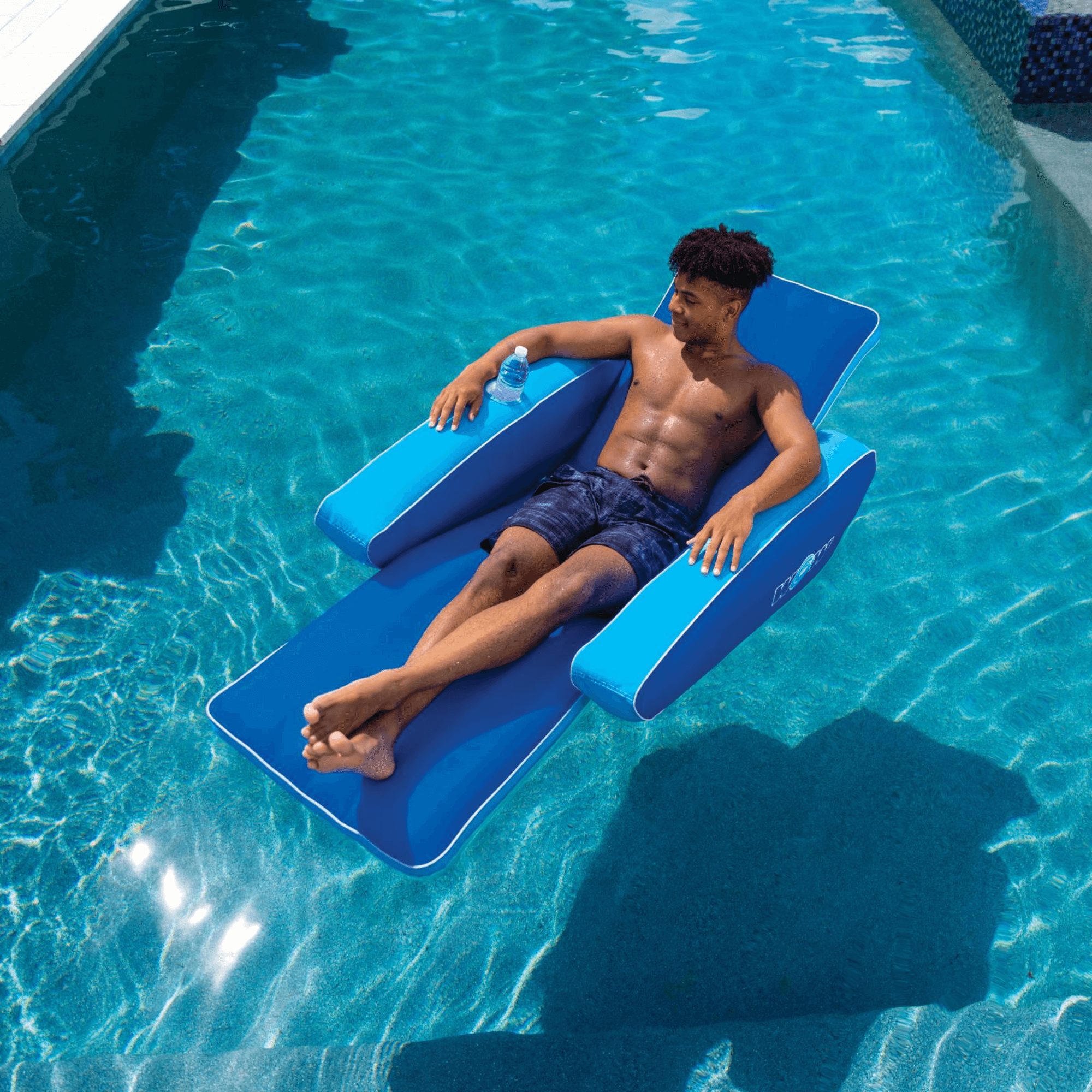 WOW Watersports Modern Lounger Pool Float with Cup Holder and