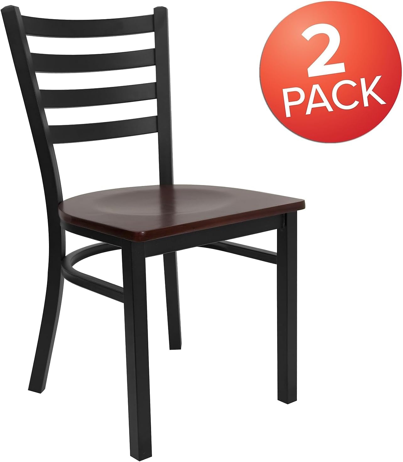 Ladder Back Metal Dining Chairs, Set of 2 (Black)