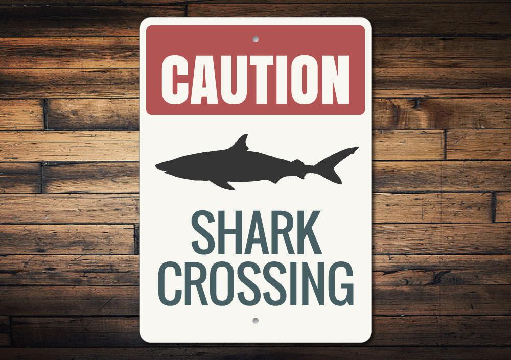 Shark Caution Metal Wall Sign
