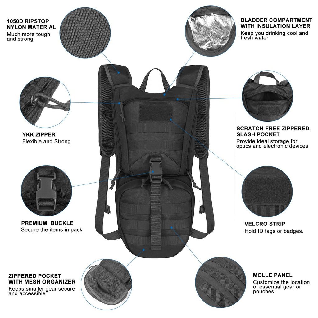 Insulated Hydration Backpack with 2.5L Bladder