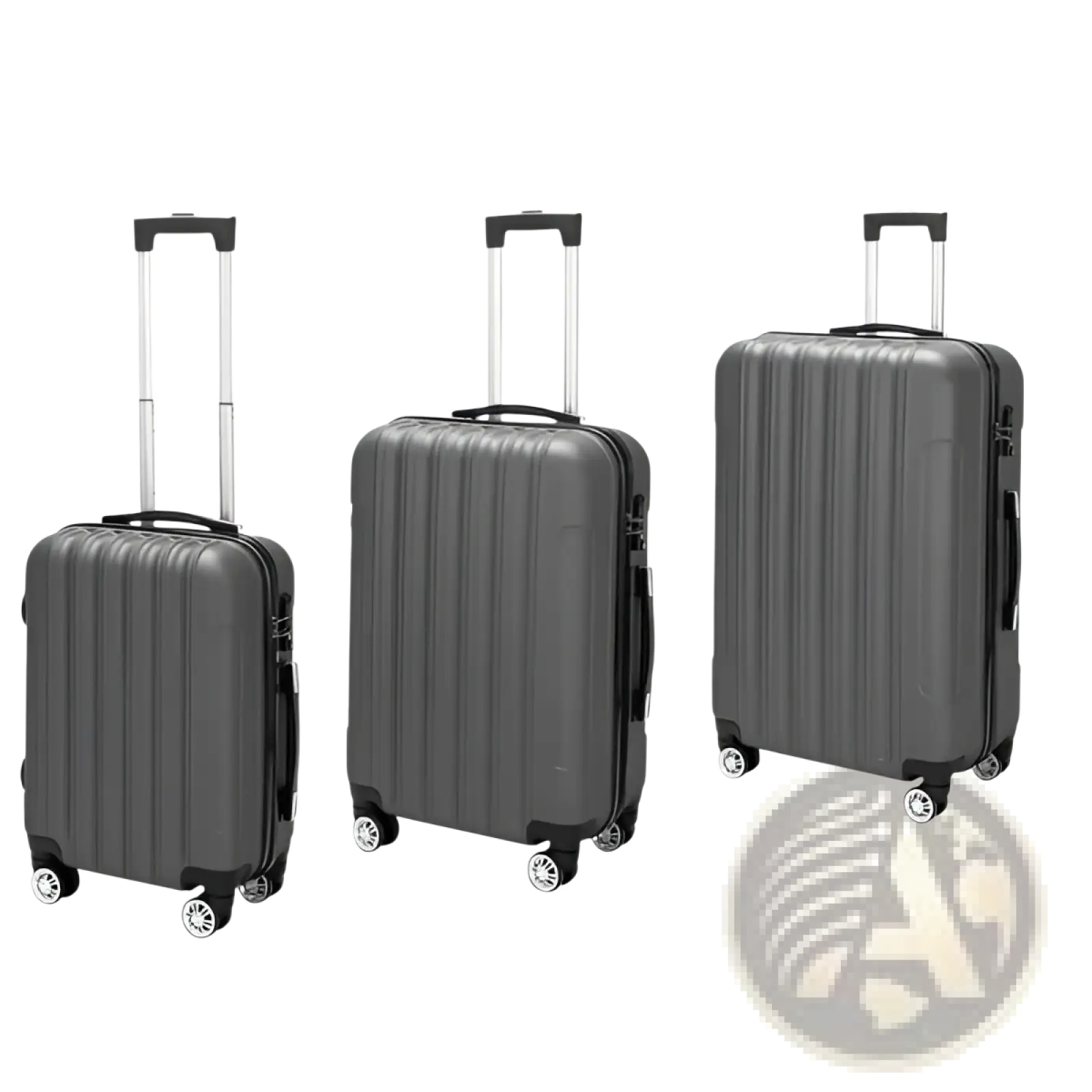 3-in-1 Dark Gray Hard Shell Spinner Luggage Set