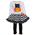 Girls' Pumpkin and Kitten Knit Dress Set