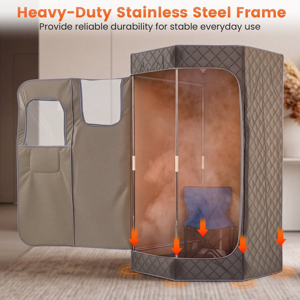 3L Portable Steam Sauna for Home Fast-Heat with 9-Level Remote Control and Folding Chair