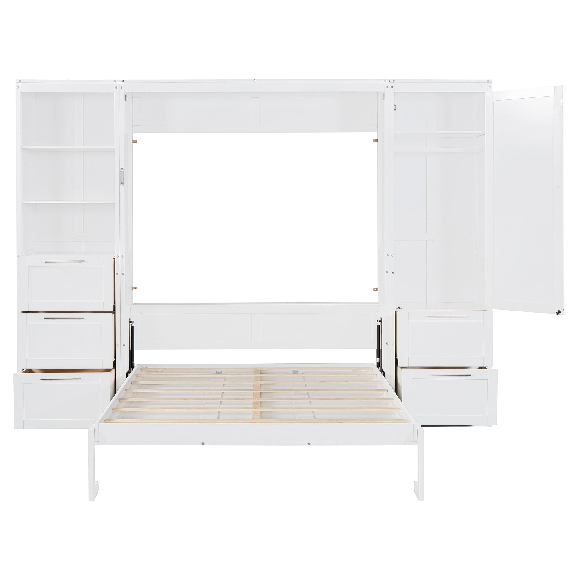 Murphy Wall Bed, Queen Size, MDF and LVL with Drawers, Shelves, and
