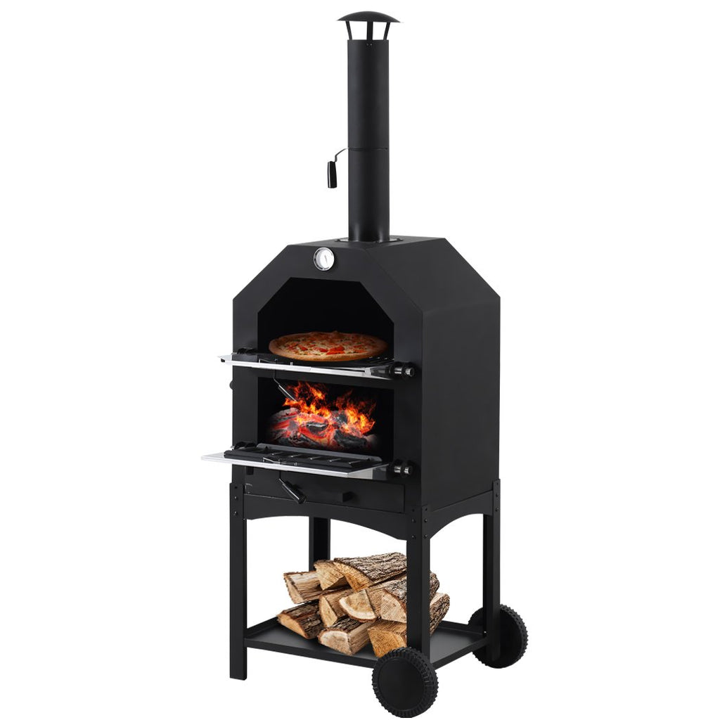 3-in-1 Charcoal BBQ Grill, Pizza Oven and Smoker