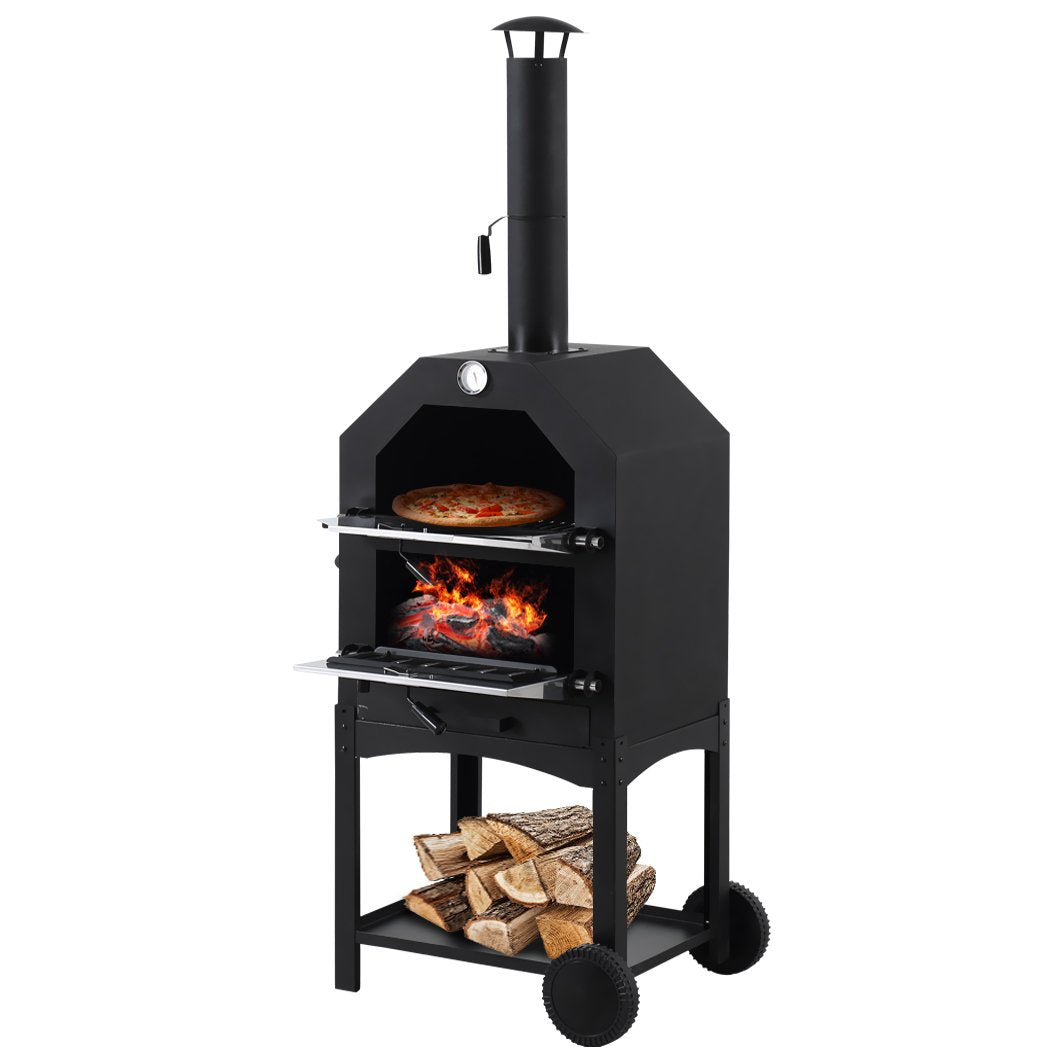 3-in-1 Charcoal BBQ Grill, Pizza Oven and Smoker
