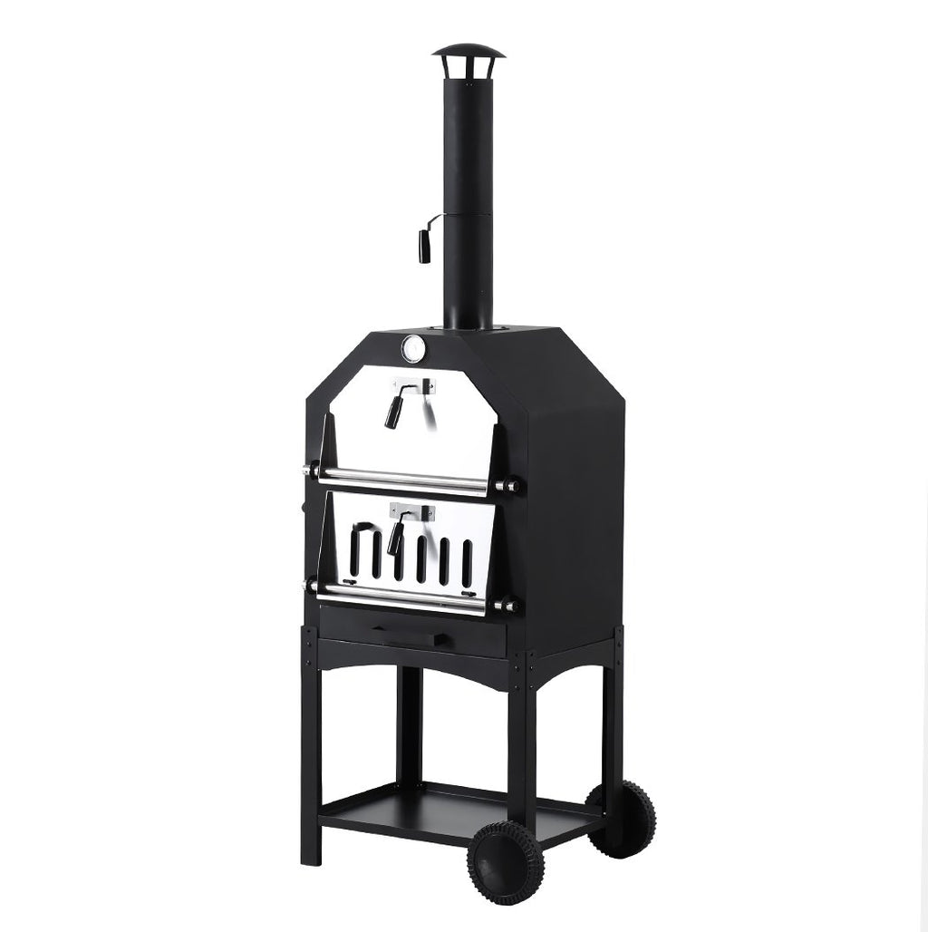 3-in-1 Charcoal BBQ Grill, Pizza Oven and Smoker