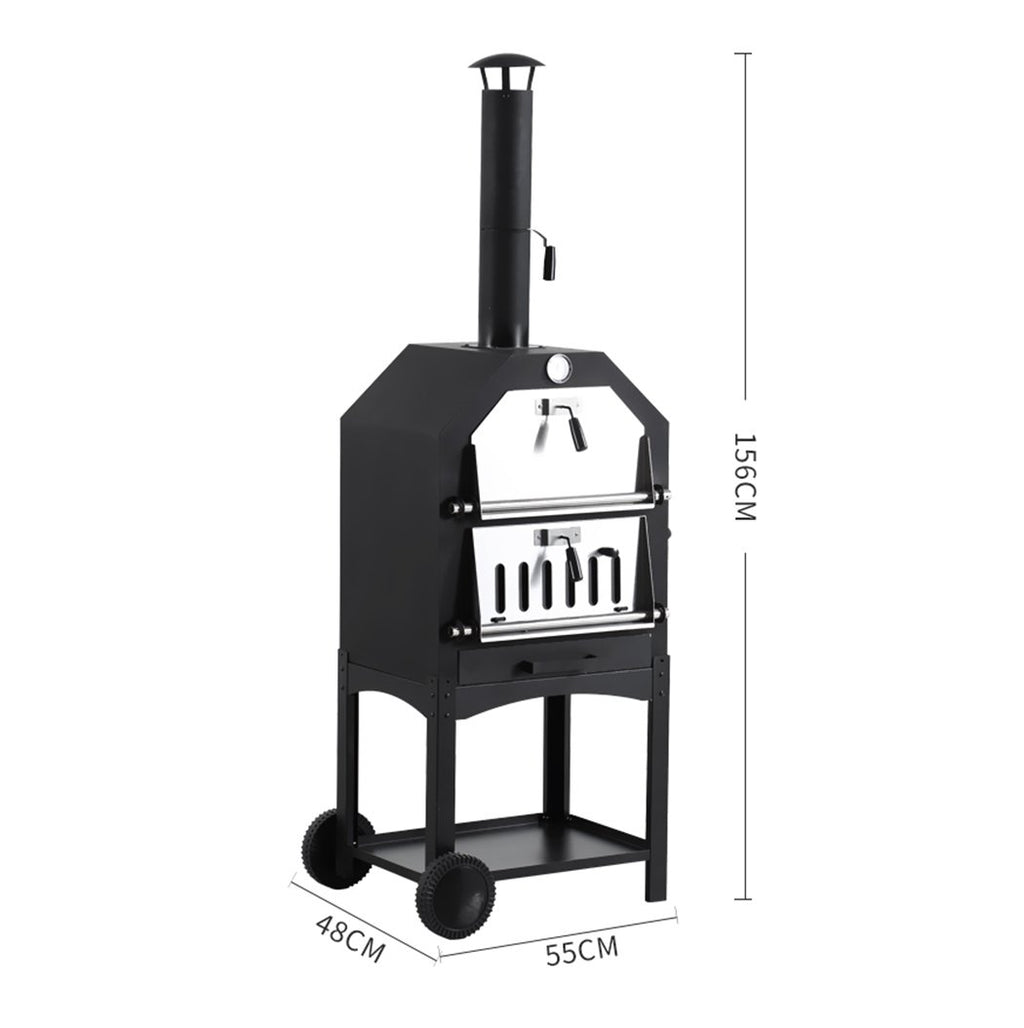 3-in-1 Charcoal BBQ Grill, Pizza Oven and Smoker