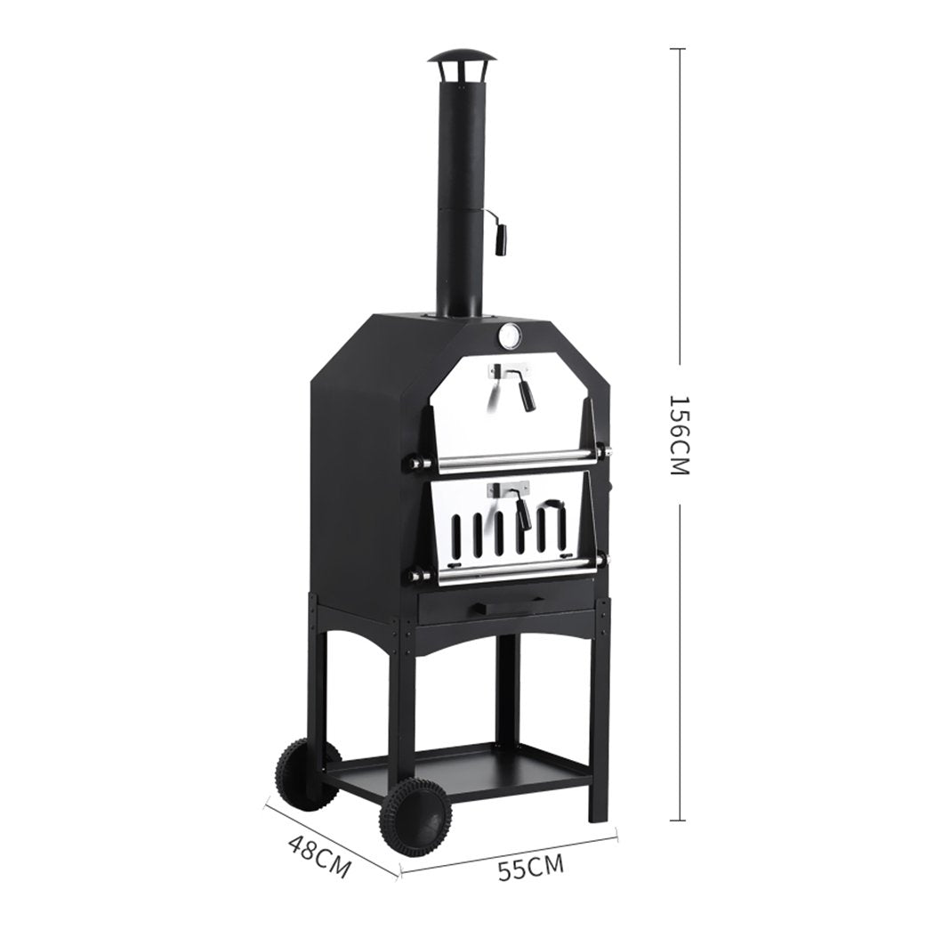3-in-1 Charcoal BBQ Grill, Pizza Oven and Smoker