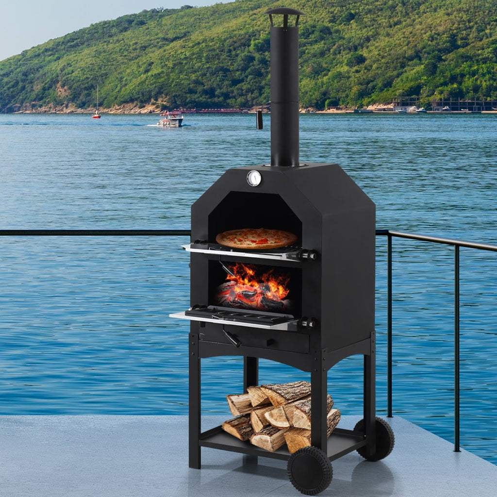 3-in-1 Charcoal BBQ Grill, Pizza Oven and Smoker