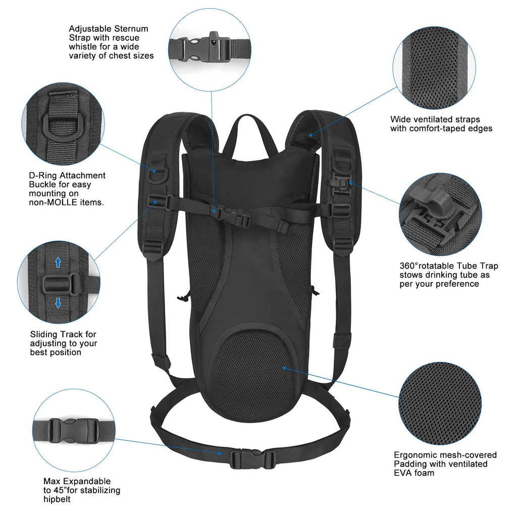 Insulated Hydration Backpack with 2.5L Bladder