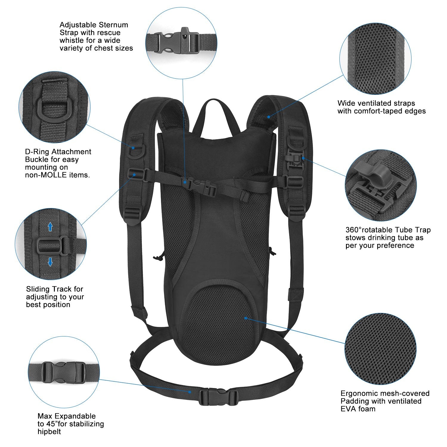 Insulated Hydration Backpack with 2.5L Bladder