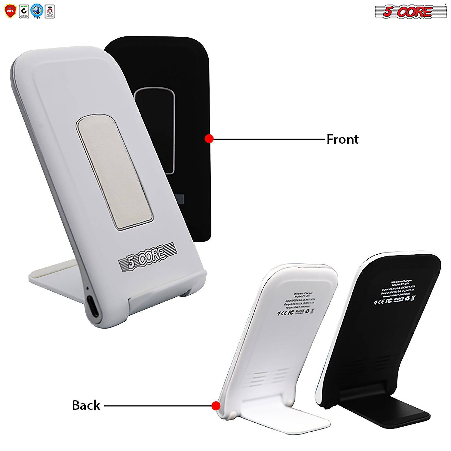 5 Core 10W Fast Wireless Charging Pad, Glass Top