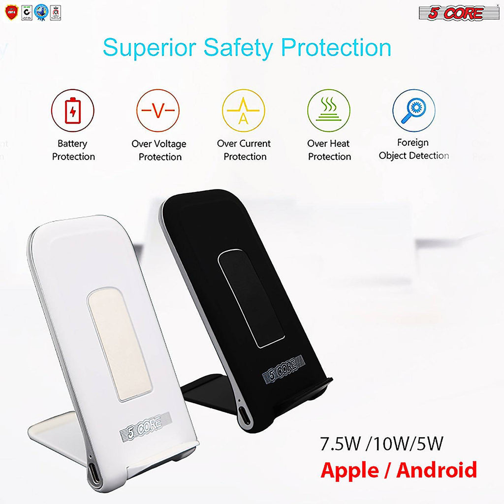 5 Core 10W Fast Wireless Charging Pad, Glass Top