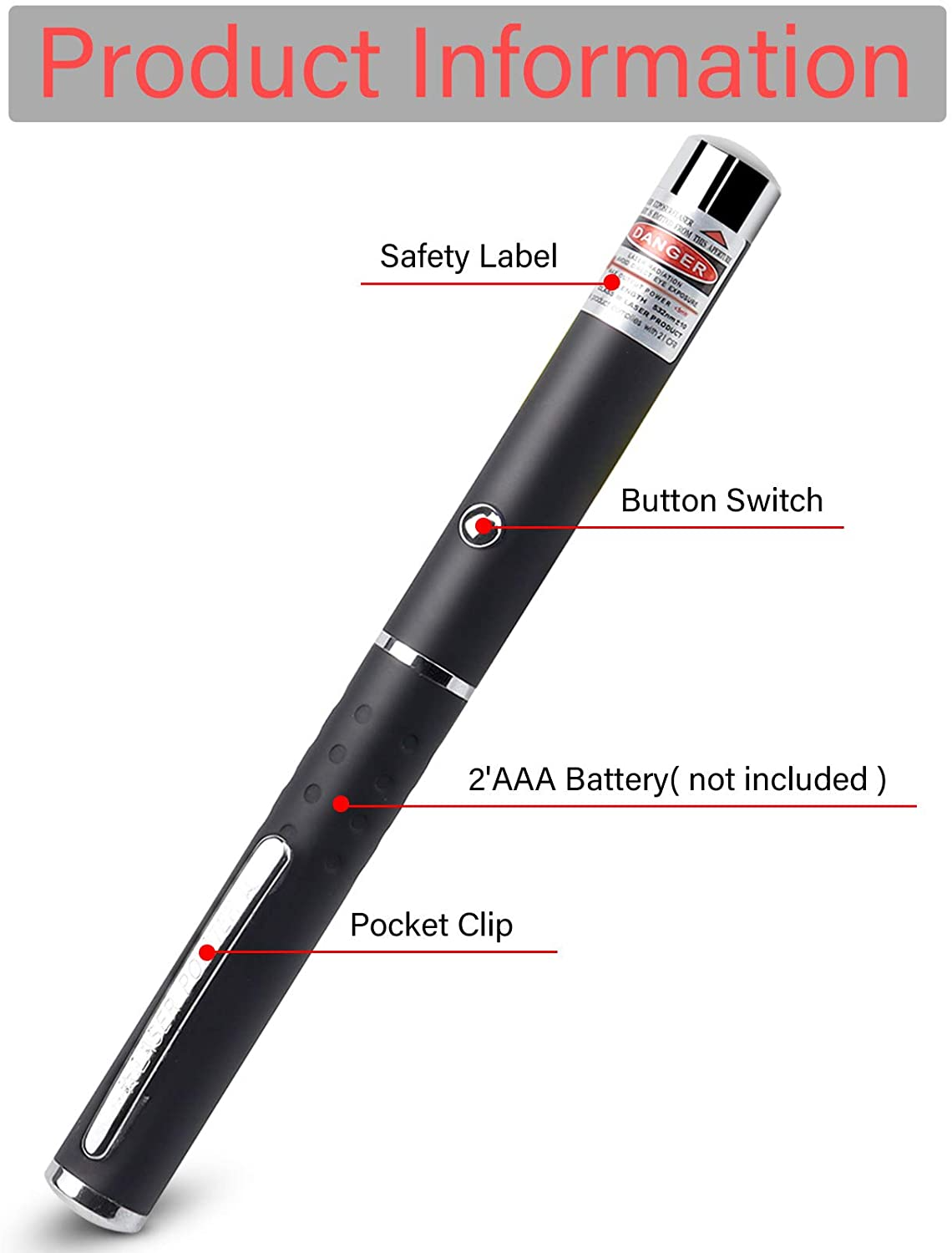 3-Pack Laser Pointer Pens, Green Blue Red