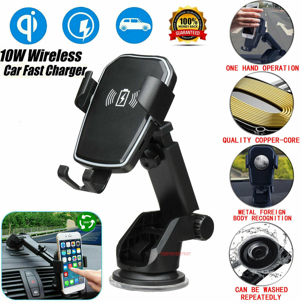 Qi Wireless Car Charger and Phone Mount, 2-in-1