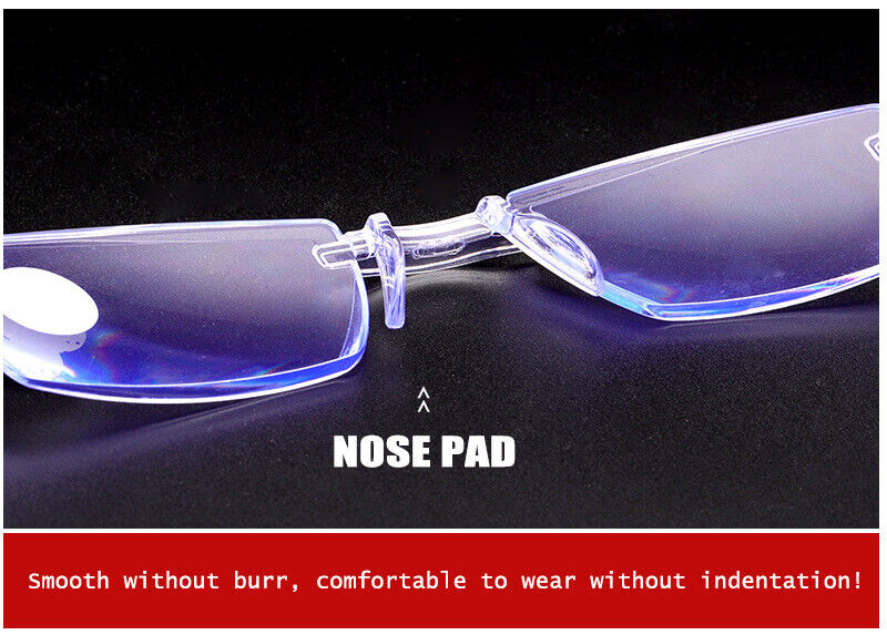 4 PK Mens Rectangular Rimless Blue Light Blocking Reading Glasses