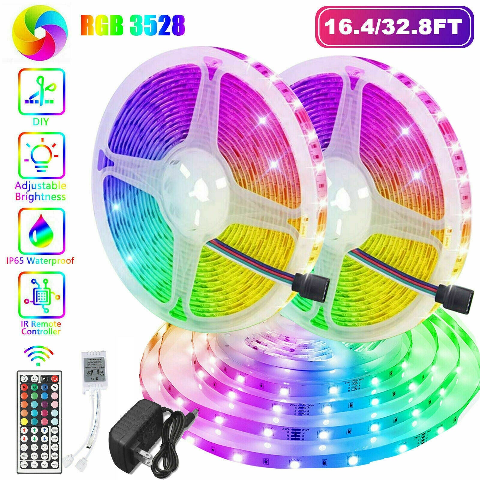 32FT RGB LED Strip Lights with Remote