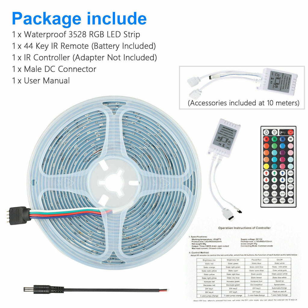 32FT RGB LED Strip Lights with Remote
