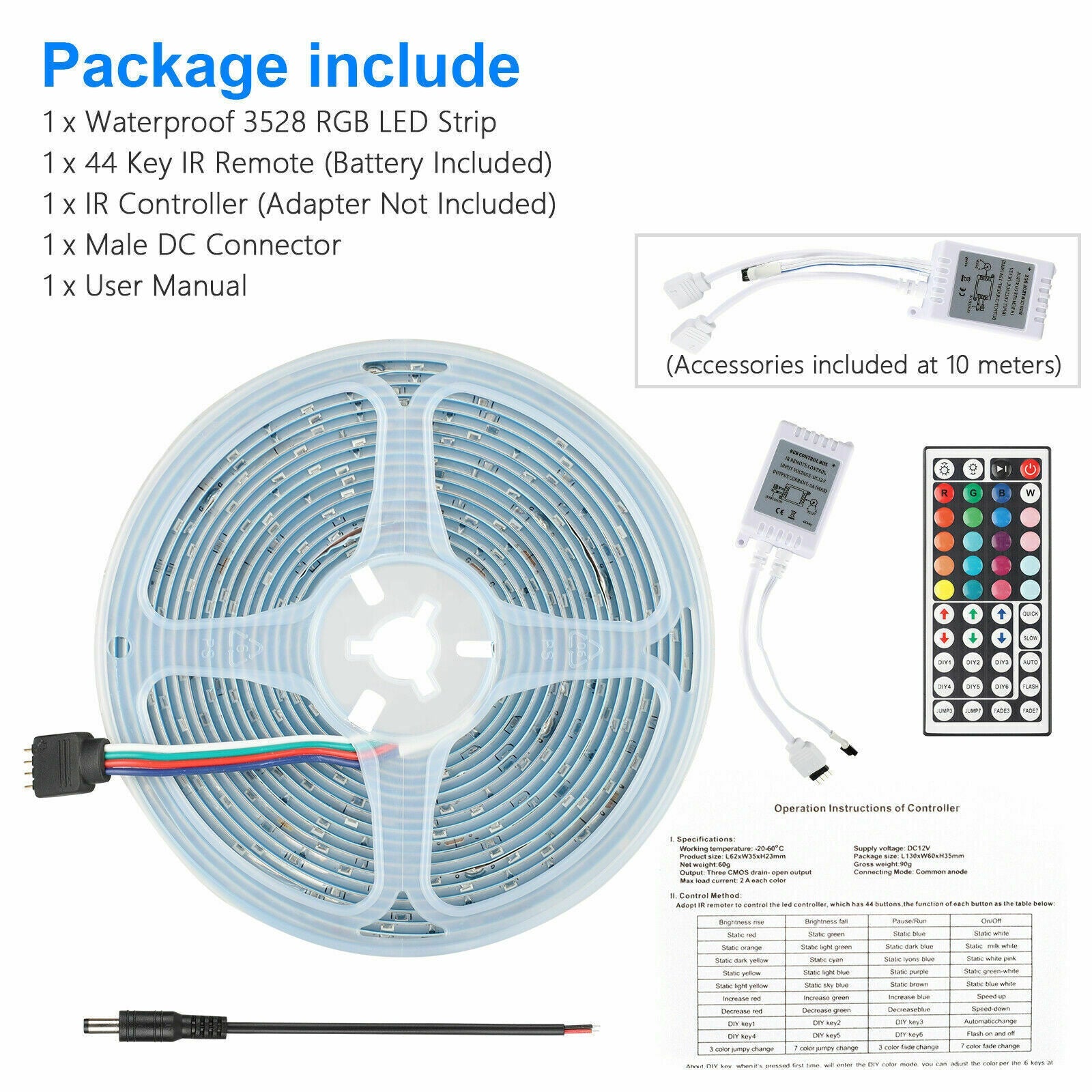 32FT RGB LED Strip Lights with Remote