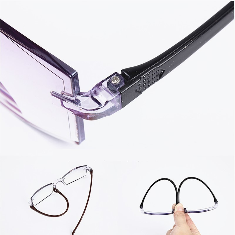4 PK Mens Rectangular Rimless Blue Light Blocking Reading Glasses