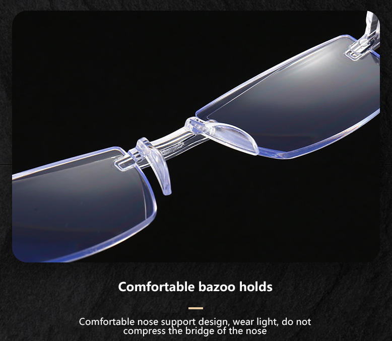 4 PK Mens Rectangular Rimless Blue Light Blocking Reading Glasses