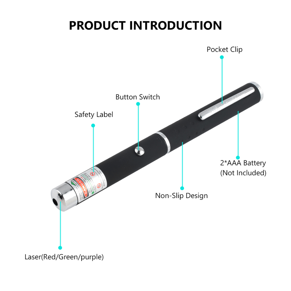 3-Pack Laser Pointer Pens, Green Blue Red