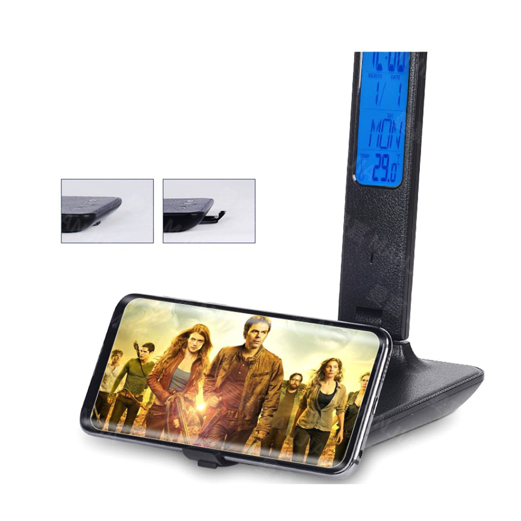 3-in-1 Desk Lamp with Wireless Charger, Clock and Thermostat