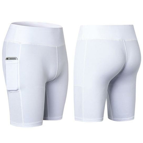 Short de yoga extensible avec poche pour téléphone